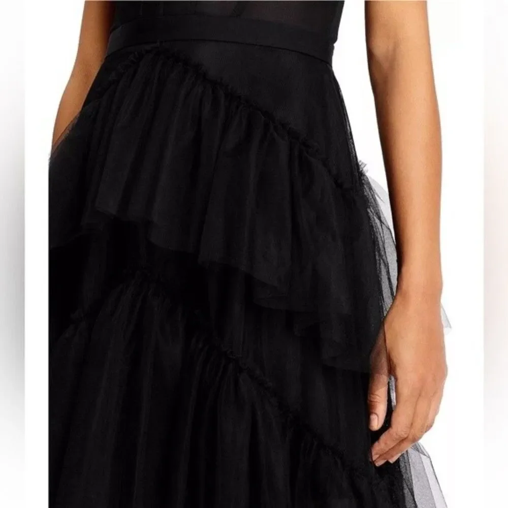 BCBGMAXAZRIA Size 12 Corset Tulle Tiered Oly Gown in Black (Blogger favorite) - Picture 5 of 10